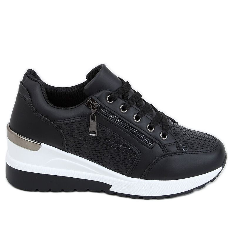 Černá MY-2716 Černá sportovní obuv na skryté klínové patě