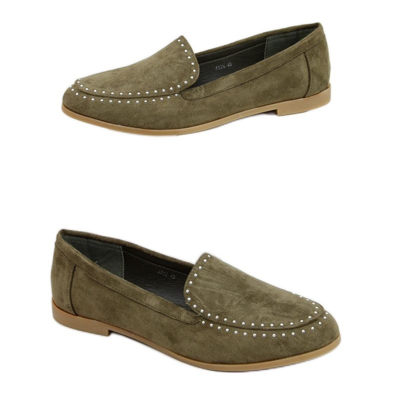 Zelené mokasíny s cvočky 4322 Green zelená Zelené mokasíny s cvočky 4322 Green zelená