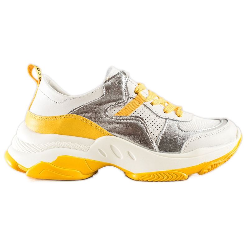 Goodin Kožené tenisky se stříbrnými vložkami bílý vícebarevný