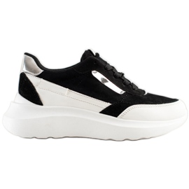 SHELOVET Stylové semišové tenisky bílý černá SHELOVET Stylové semišové tenisky bílý černá