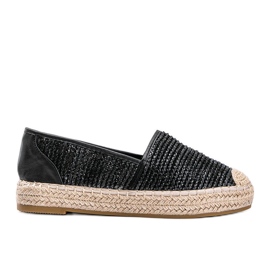 Black Carly tkané espadrilky černý