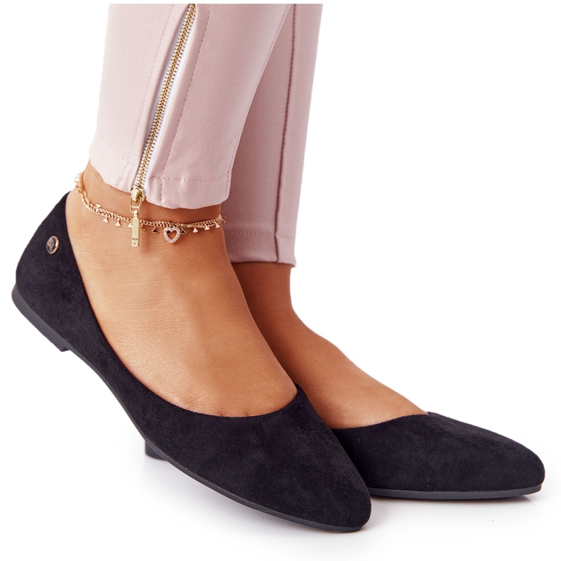 Semišové balerínky Sergio Leone BL622 Black černá