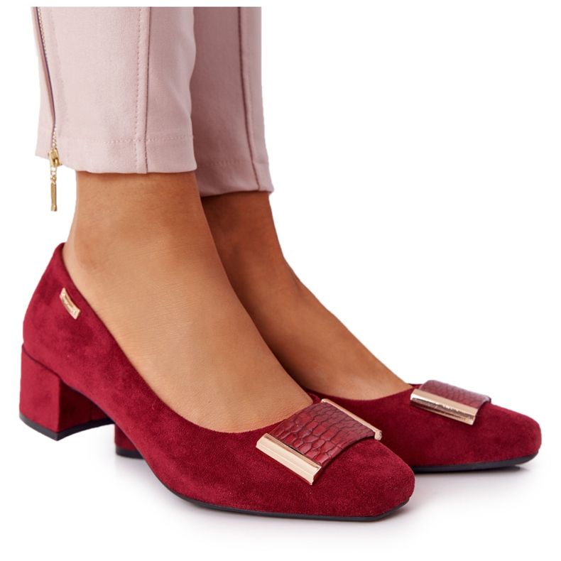 Semišové lodičky na podpatku Sergio Leone PB142 Burgundsko červené vícebarevný Semišové lodičky na podpatku Sergio Leone PB142 Burgundsko červené vícebarevný