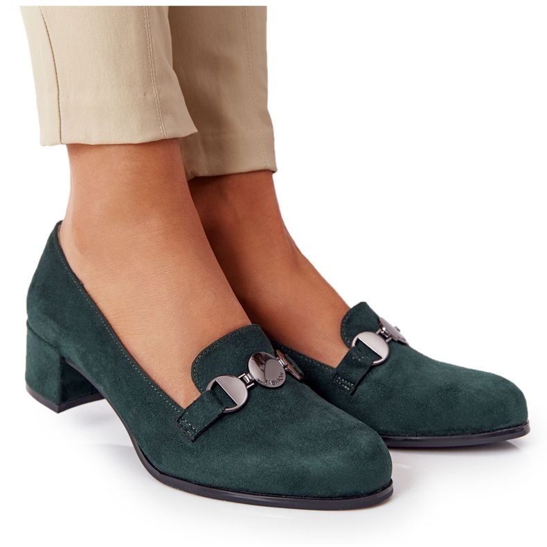 Semišové lodičky na podpatku Sergio Leone PB148 zelená