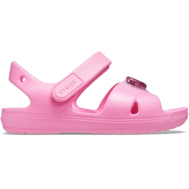 Dětské sandály Crocs Classic Cross Strap Charm pink 206947 669 růžový Dětské sandály Crocs Classic Cross Strap Charm pink 206947 669 růžový