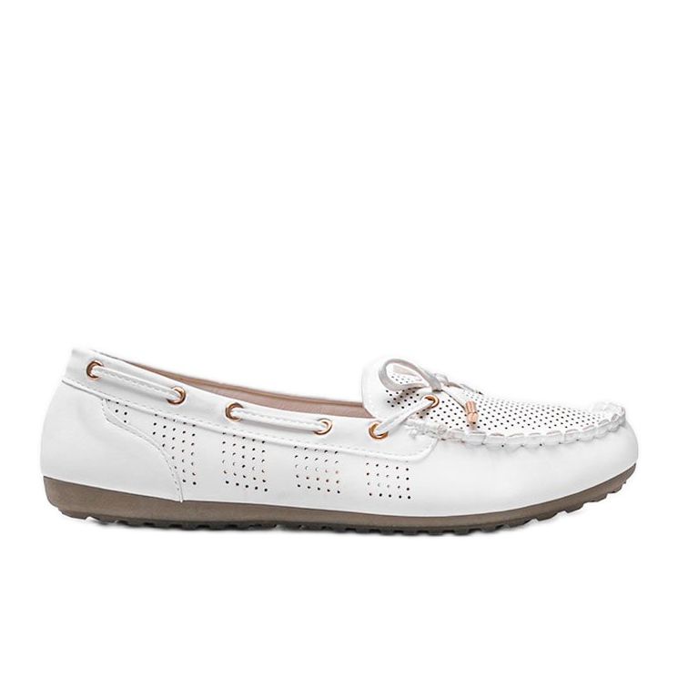 Bílé mokasíny z ekokůže, prolamované Esther bílý Bílé mokasíny z ekokůže, prolamované Esther bílý