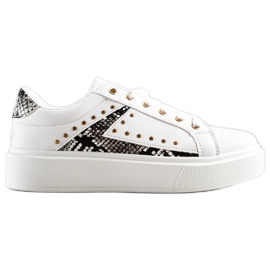 SHELOVET Bílé tenisky na platformě bílý černý