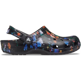 Dámský klasický dřevěný dřevák Crocs s černým potiskem 206376 0C4 černá vícebarevný