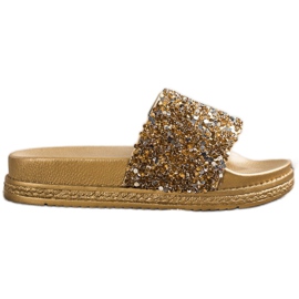 Seastar Módní pantofle na platformě stříbro zlatý