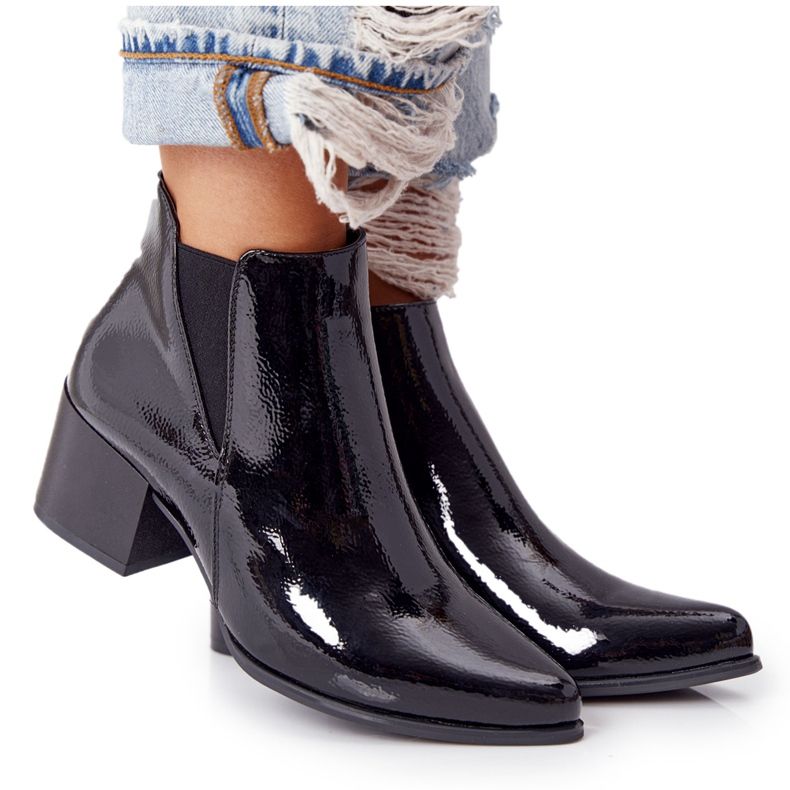 Lakované boty na vysokém podpatku Sergio Leone BT153 Black černá