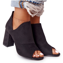 Jarní semišové boty na sloupku Vinceza 21-17095 černé černá Jarní semišové boty na sloupku Vinceza 21-17095 černé černá