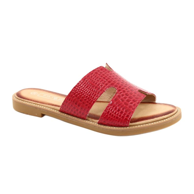 Filippo Dámské lesklé červené vázané žabky