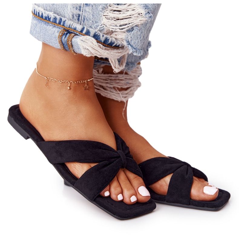 PS1 Dámské velurové černé pantofle Vanilla Sky černá