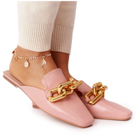 Růžové pantofle Call On Me se svrškem a řetězem růžový