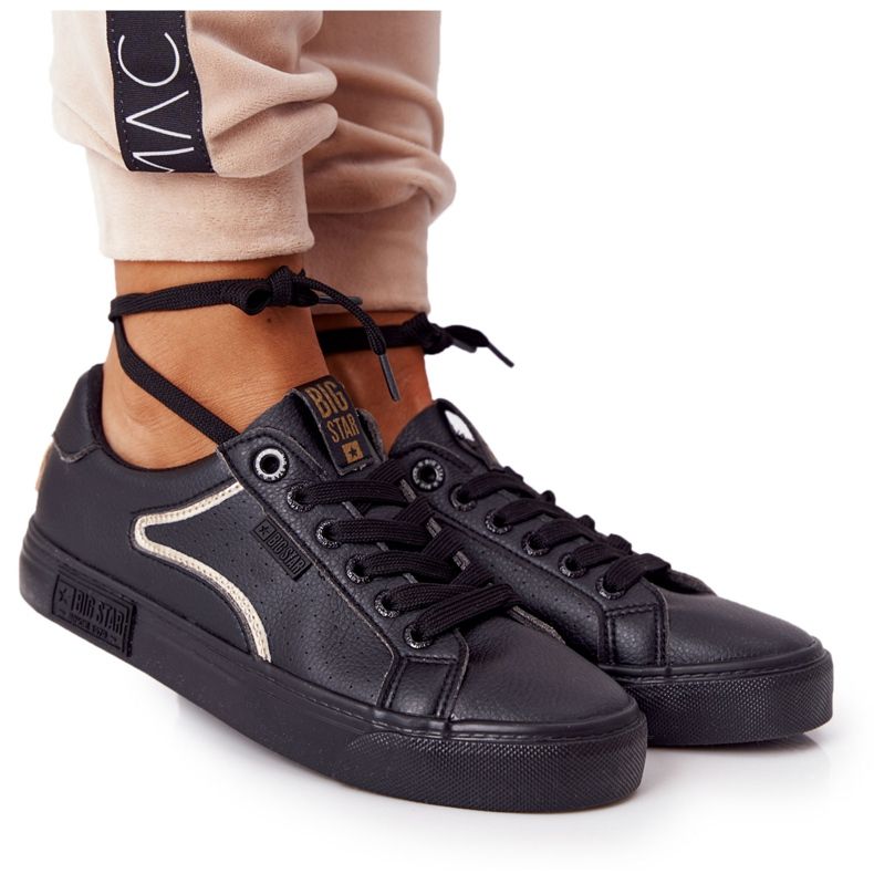Dámské kožené tenisky Big Star HH274078 černo-stříbrné černá