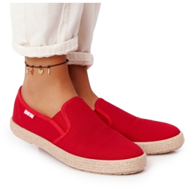 Červené espadrilky na pletené podrážce Big Star DD274018 červený