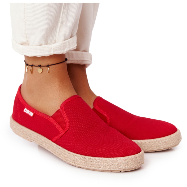 Červené espadrilky na pletené podrážce Big Star DD274018