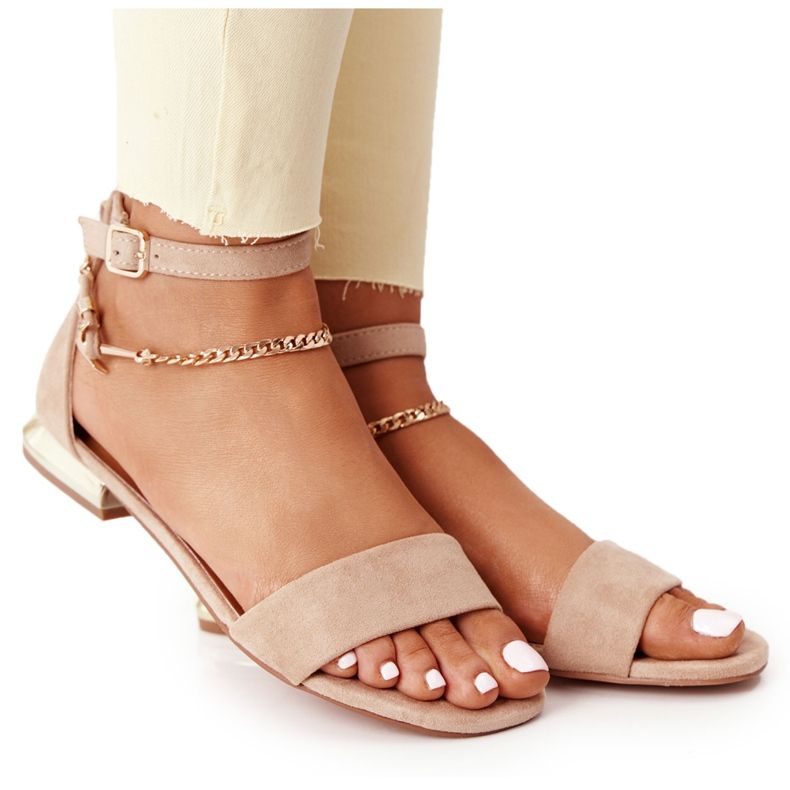 Sandály na zlatých podpatcích Vinceza 21-17119 Béžová béžový