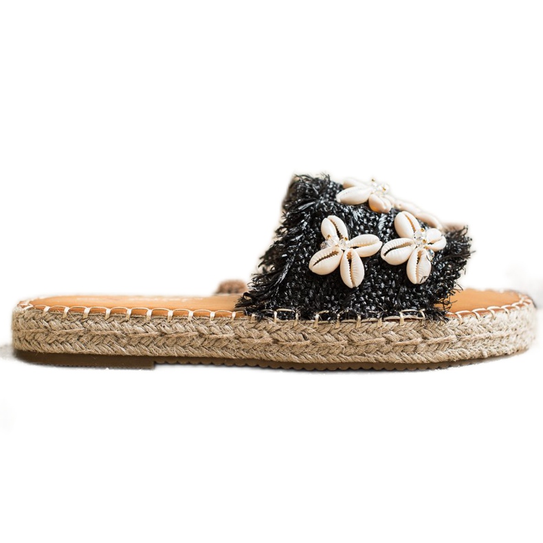 Seastar Espadrilky, pletené žabky s mušlemi béžový černá
