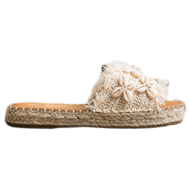 Seastar Espadrilky, pletené žabky s mušlemi béžový