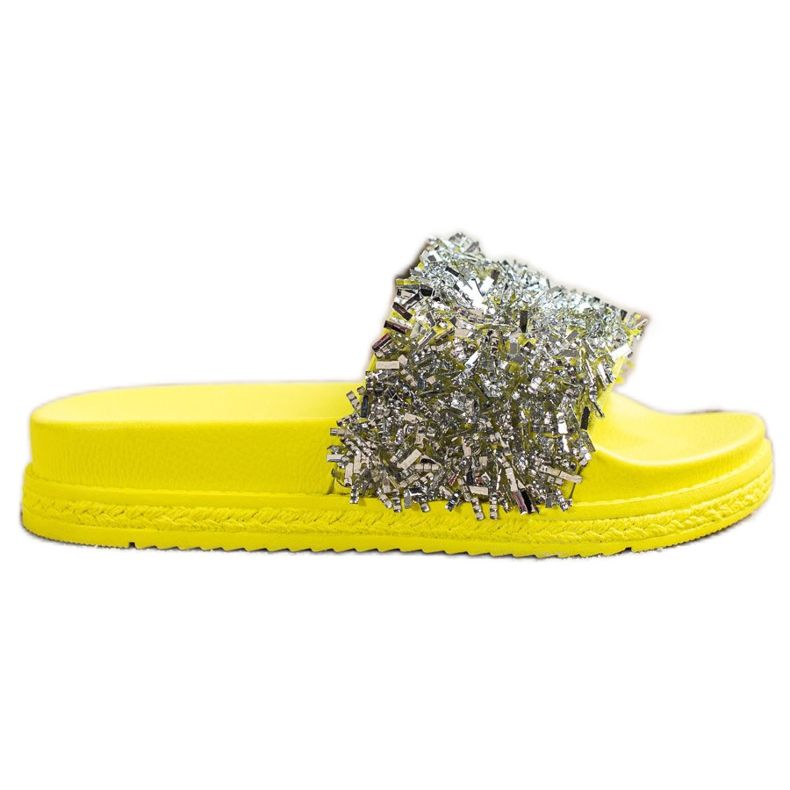 Seastar Módní křišťálové pantofle stříbrný žlutá