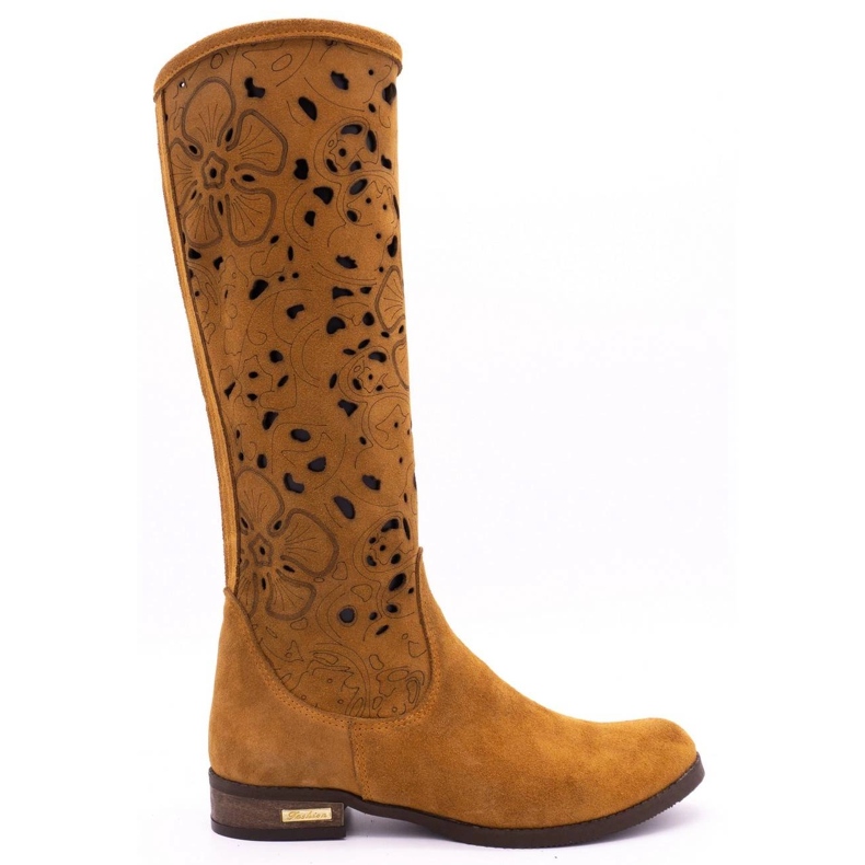 Olivier Dámské prolamované boty Červené květy hnědý Olivier Dámské prolamované boty Červené květy hnědý