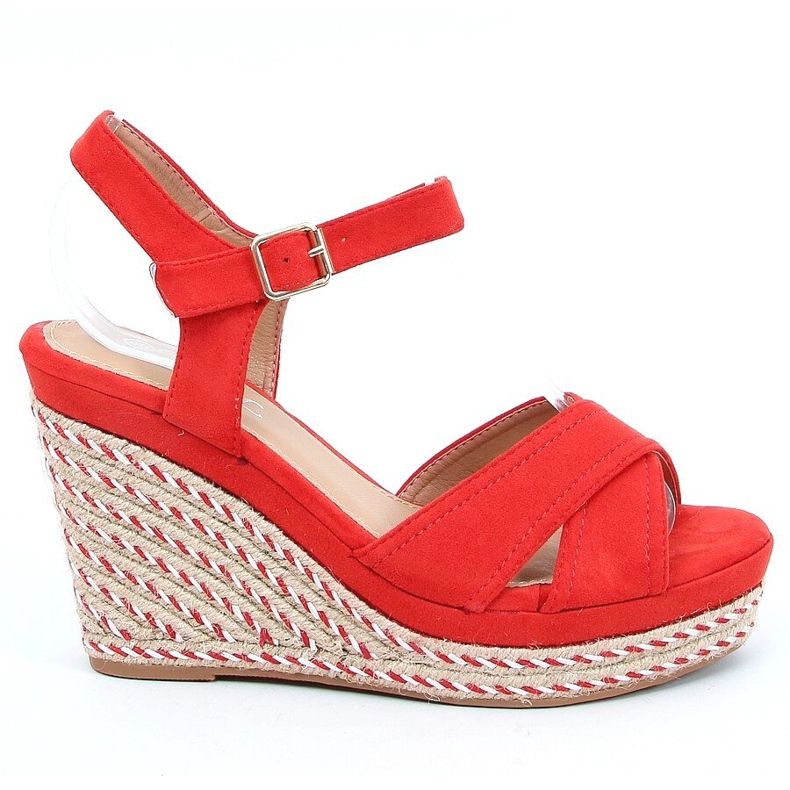 Červené klínové sandály WH-255 Red