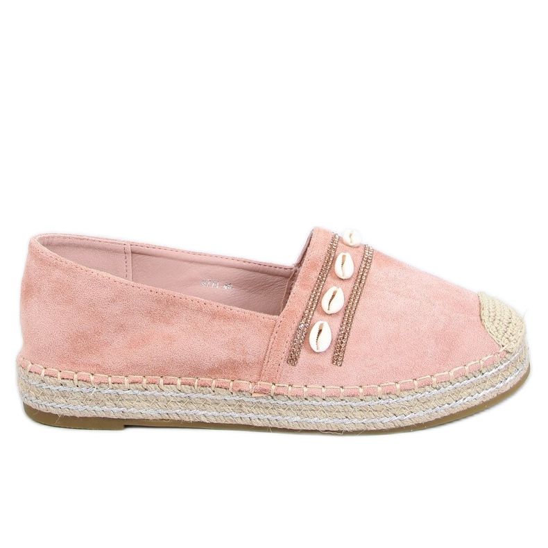Espadrilles s růžovými mušlemi 6771 Pink