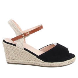Espadrilky s otevřenou špičkou černé 77-207 černé béžový hnědý černý