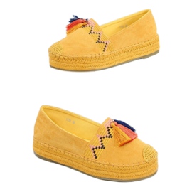 Medové třásně espadrilky 1735 žluté žluť