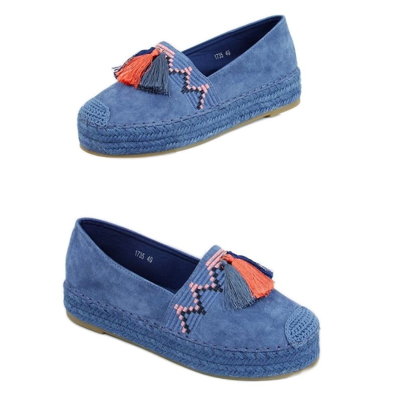 Modré espadrilky s modrými třásněmi