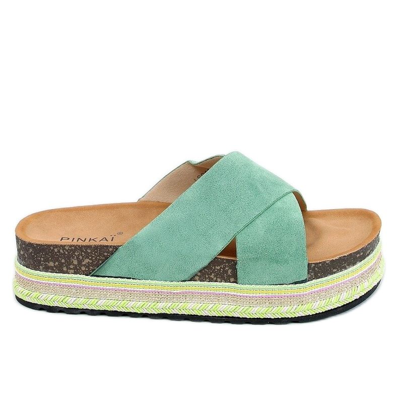 Zelené korkové pantofle LS016 zelené zelená