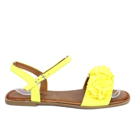 Žluté sandály pro ženy s květinami PA-370 Yellow žluť