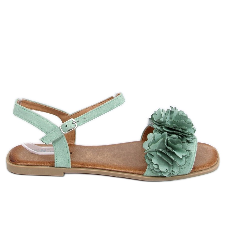Zelené dámské sandály s květinami PA-370 Green zelená
