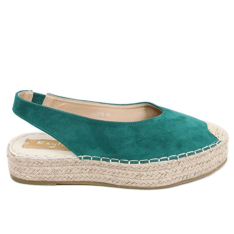 Zelené espadrilky s otevřenými podpatky M-518 Green zelená