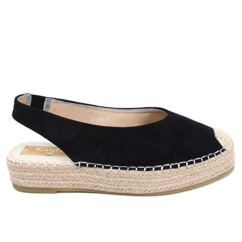 Černé espadrilky M-518 s otevřenými podpatky černá
