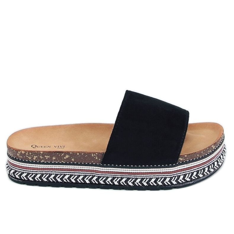 Černé korkové pantofle 218-211 černé černá Černé korkové pantofle 218-211 černé černá