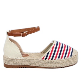 Espadrilky s pruhy 9R108 Mix béžový hnědý červený námořnická modř