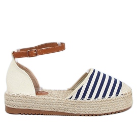 9R108 Modré pruhované espadrilky béžový námořnická modř