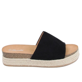 Pantofle černé espadrilky 10-215 Black černý