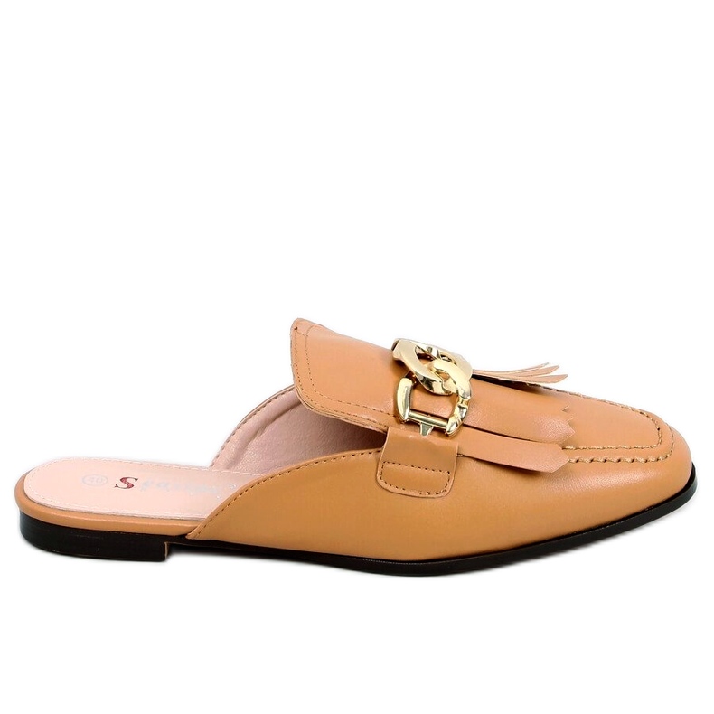 Pantofle mokasíny s řetízkovým velbloudem T501 Camel hnědý