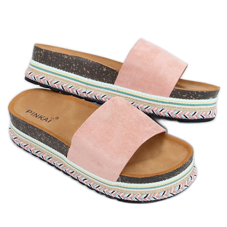 Růžové korkové pantofle LS015 Pink růžový
