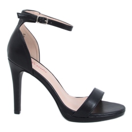 Černé sandály S-835 Black na vysokém podpatku černá Černé sandály S-835 Black na vysokém podpatku černá