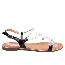 Černé sandály se silikonovým páskem 1BP-0050 Black černý
