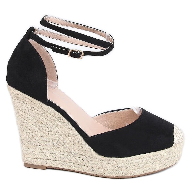 Černé espadrilky na klínové patě 3010 Black černá Černé espadrilky na klínové patě 3010 Black černá