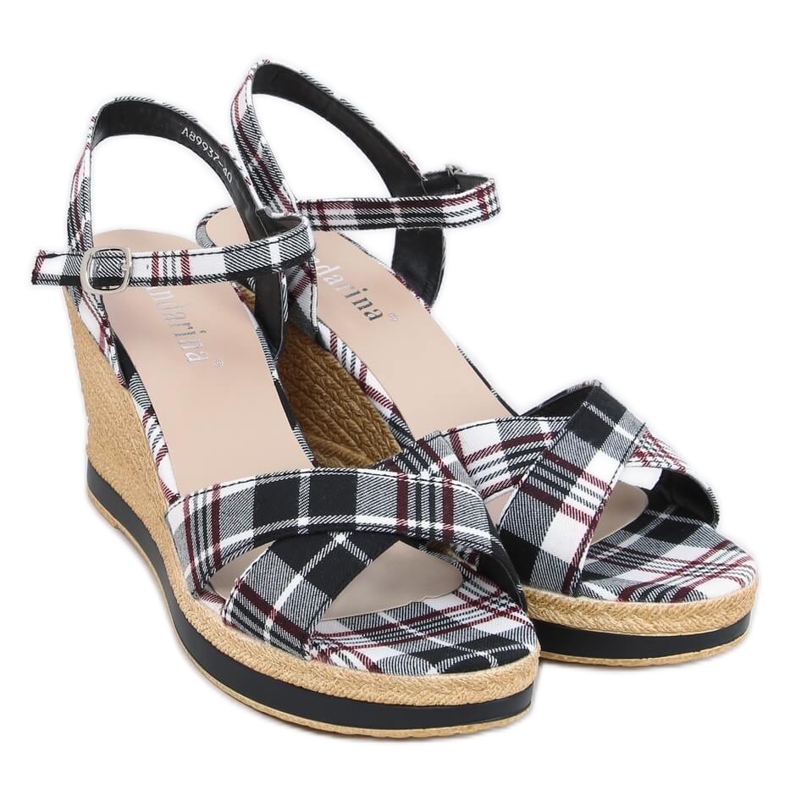 Černé kostkované černé sandály A89937 černé černá