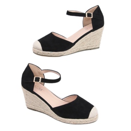 Černé espadrilky na klíncích 77-199 černé černý