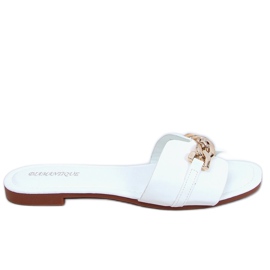 Bílé pantofle HY23-01 s řetízkem bílý Bílé pantofle HY23-01 s řetízkem bílý