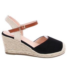 Černé espadrilky na klíncích 77-206 černé béžový hnědý černý