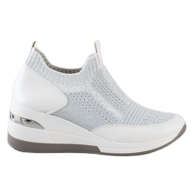 ARTIKER Nazouvací tenisky na klínku bílý stříbrný šedá
